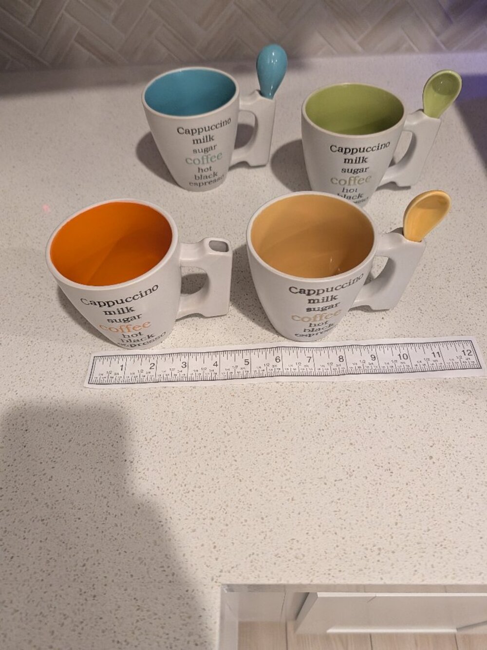 Vintage  Set Of 4 colorful Cappuccino Cups